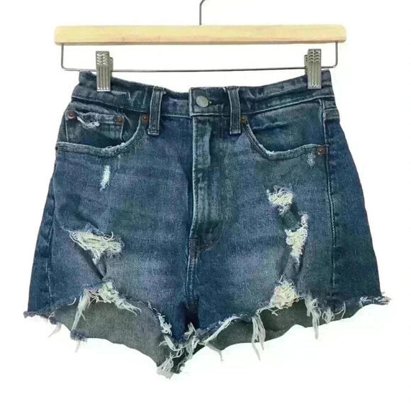Abercrombie & Fitch Women’s The Mom Short High Rise Distressed Shorts Size 0 - Picture 1 of 4